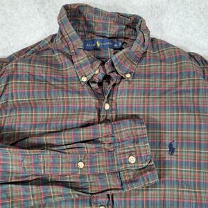 Ralph Lauren Plaid Long Sleeve Button Up Shirt Mens XL Green Red‎ Blue